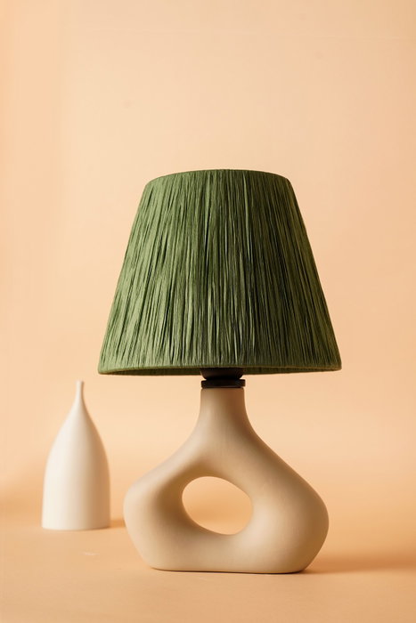 Opviq Lámpara de Mesa de Cerámica Beige con Detalle de Cuerda Opviq Lámpara de Mesa de Cerámica Beige con Detalle de Cuerda